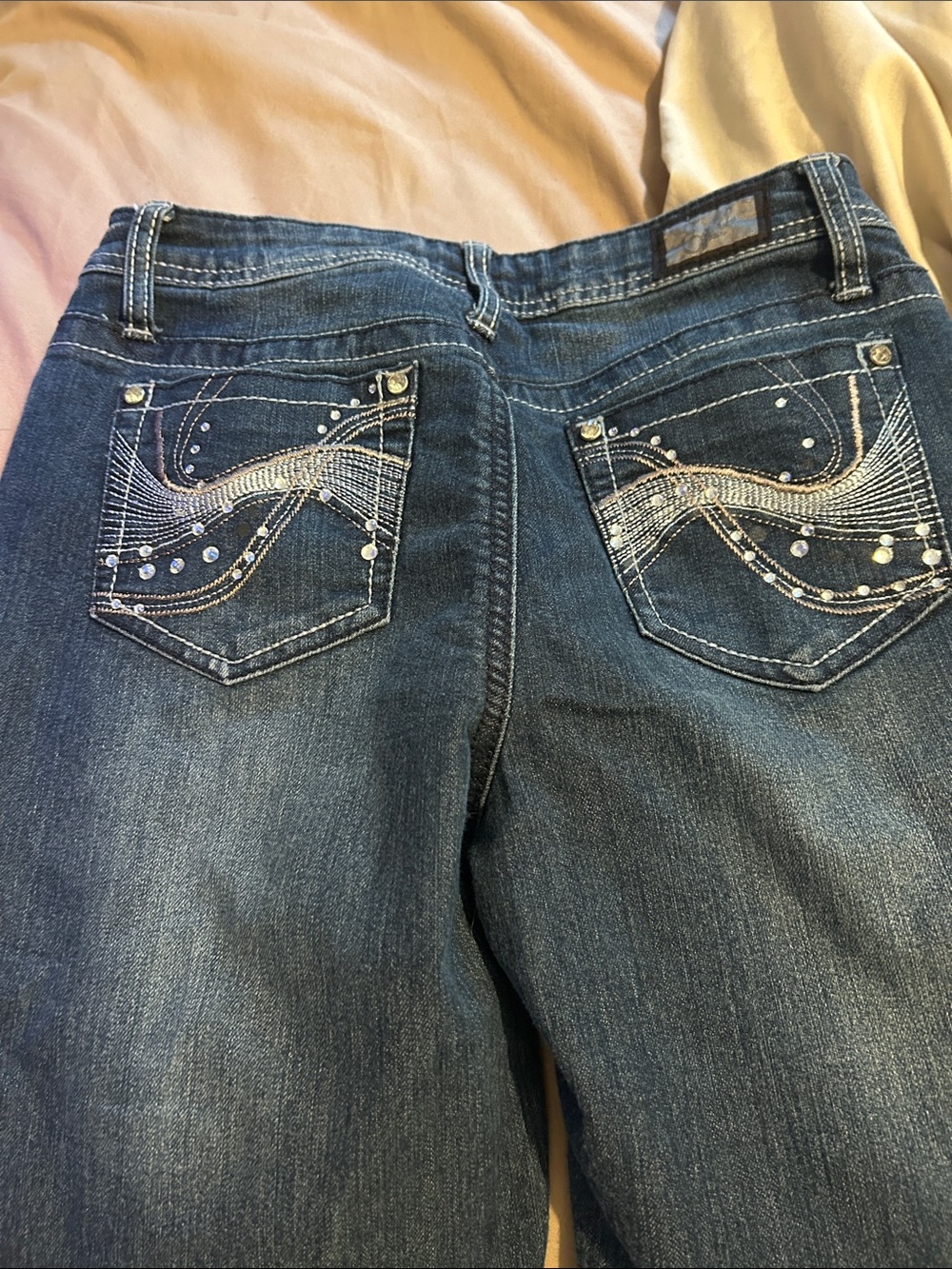 Women’s Dark Blue Embellished Back Pocket Jeans